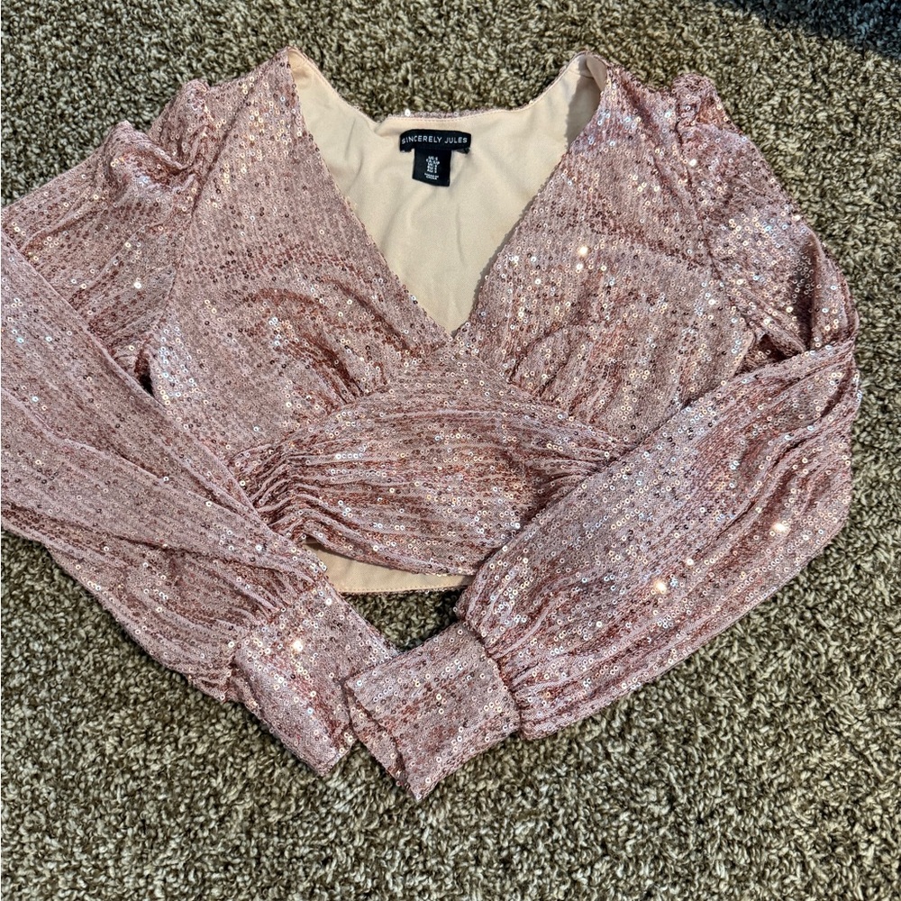 Sincerely Jules Pink Sequin Blouse